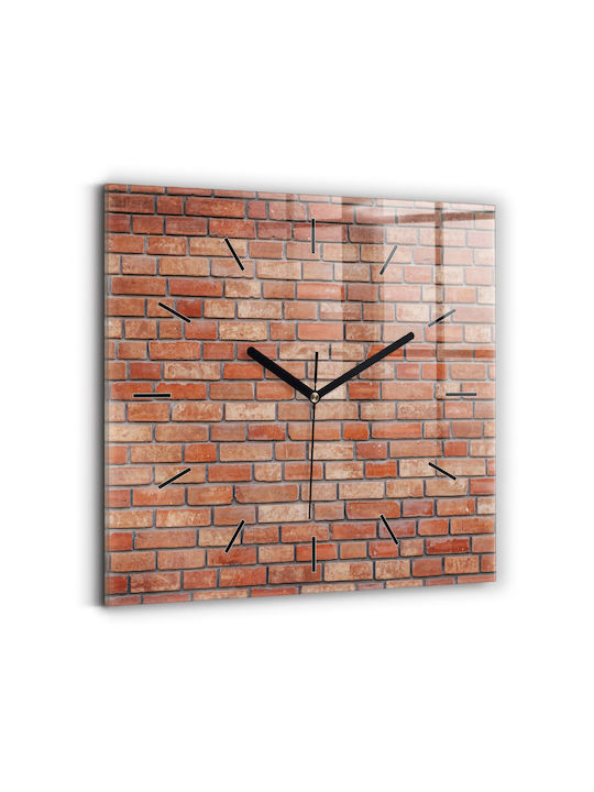 Tulup Silent Ceas de Perete Sticlă Roșu 30x30cm