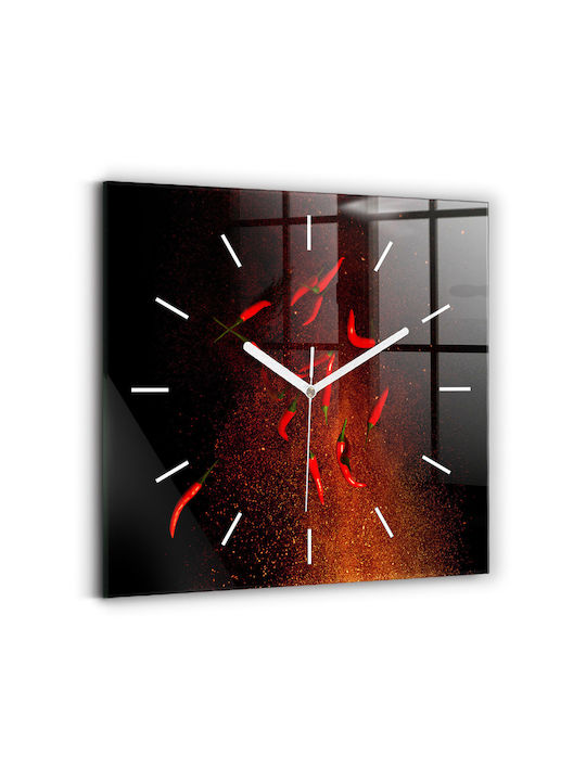 Tulup Silent Wall Clock Glass Red 30x30cm