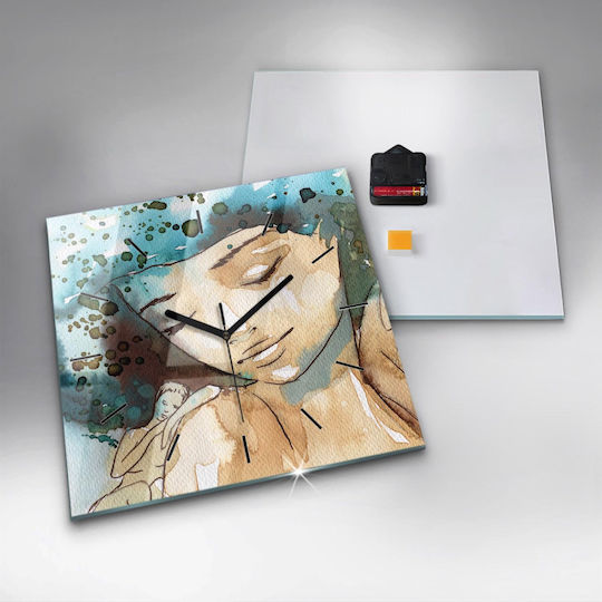 Tulup Silent Ceas de Perete Sticlă Bej 30x30cm