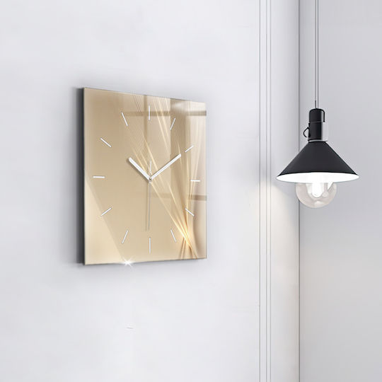 Tulup Silent Ceas de Perete Sticlă Galben 30x30cm