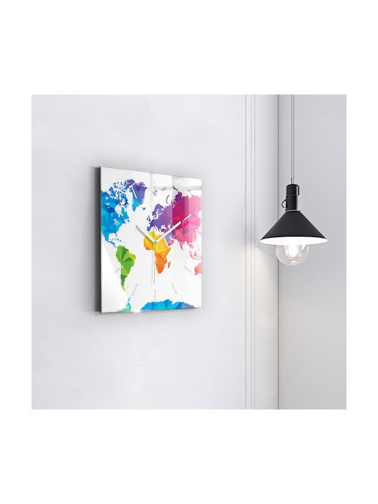 Tulup Тих режим Стенен часовник Стъкло Многоцветен 30x30см