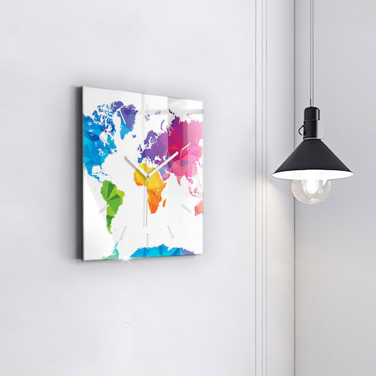 Tulup Silent Ceas de Perete Sticlă Multicolor 30x30cm