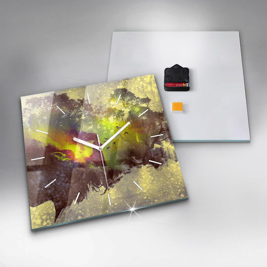 Tulup Leise Wanduhr Glas Mehrfarbig 30x30cm