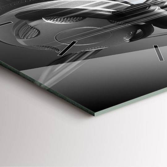 Tulup Αθόρυβο Ρολόι Τοίχου Γυάλινο Μαύρο 30x30cm