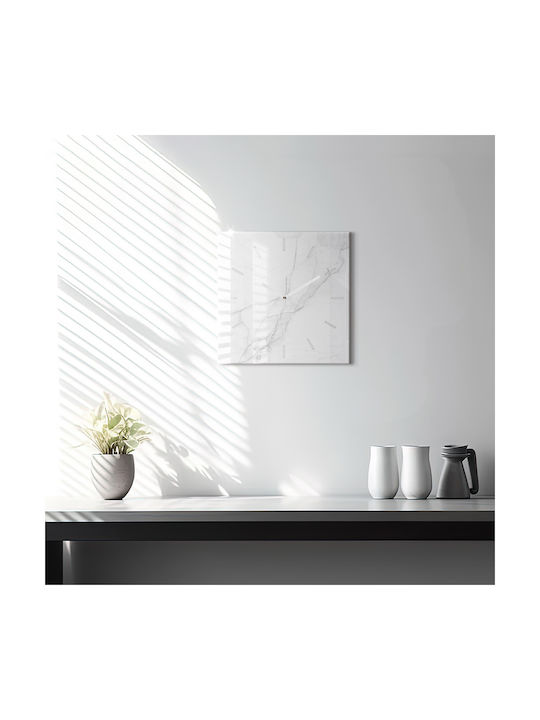 Tulup Тих режим Стенен часовник Стъкло Бял 30x30см