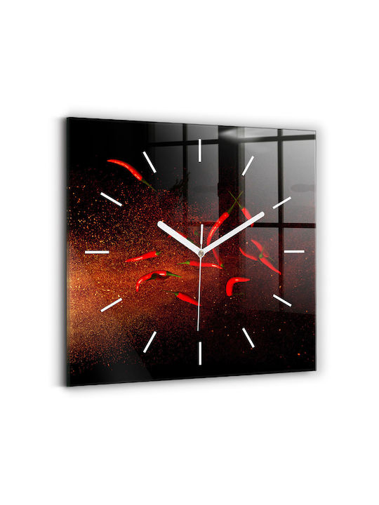 Tulup Silent Wall Clock Glass Red 30x30cm