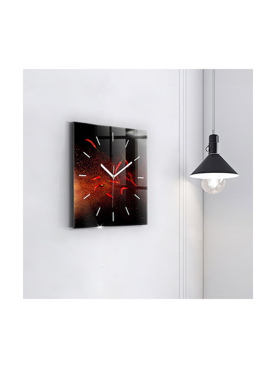 Tulup Silent Wall Clock Glass Red 30x30cm