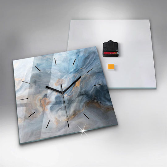 Tulup Silent Ceas de Perete Sticlă Albastru 30x30cm