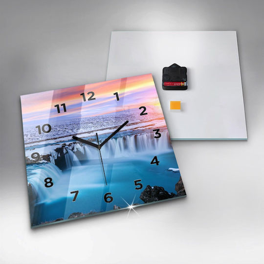 Tulup Leise Wanduhr Glas Blau 30x30cm