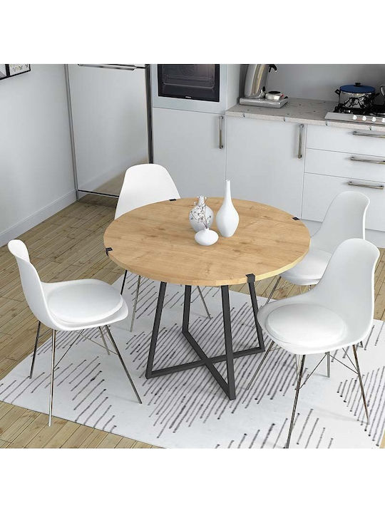Rubes Table Kitchen Wooden with Metal Frame Black / Sonoma 100x100x78cm