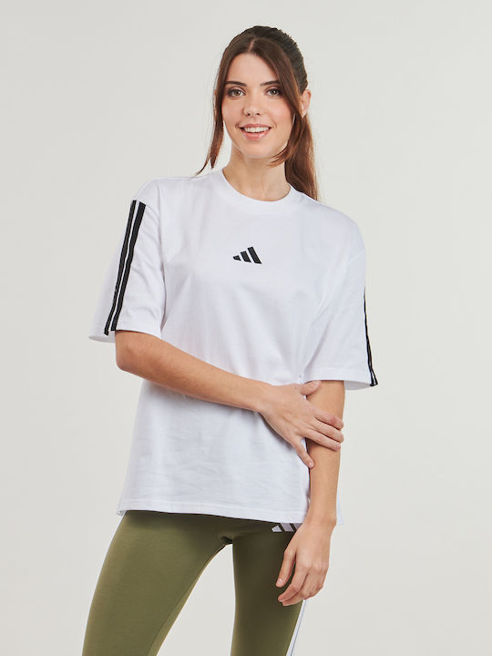 3-Stripes Γυναικείο Αθλητικό Oversized T-shirt Λευκό