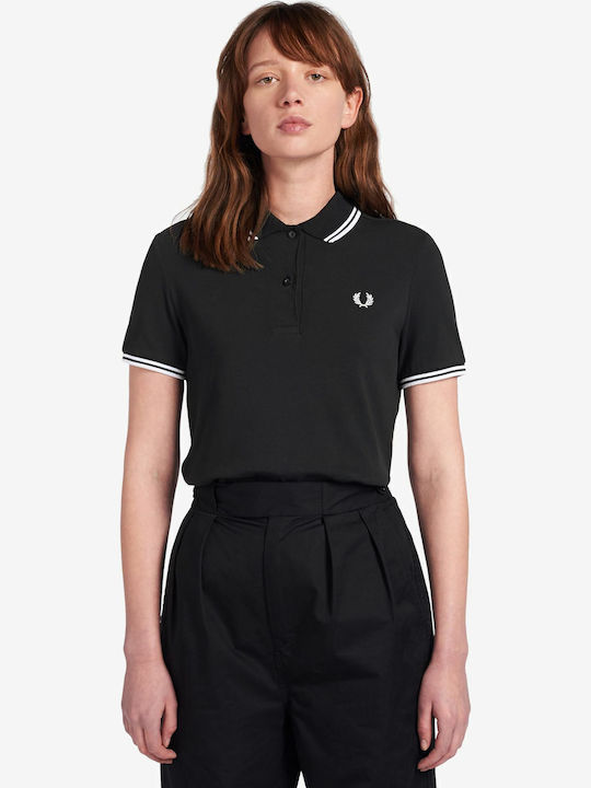 Women's Polo Blouse Short Sleeve Black