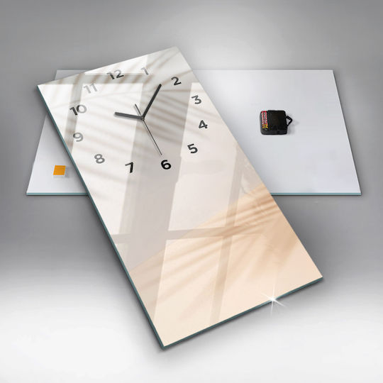 Tulup Silent Wall Clock Glass Beige 30x60cm