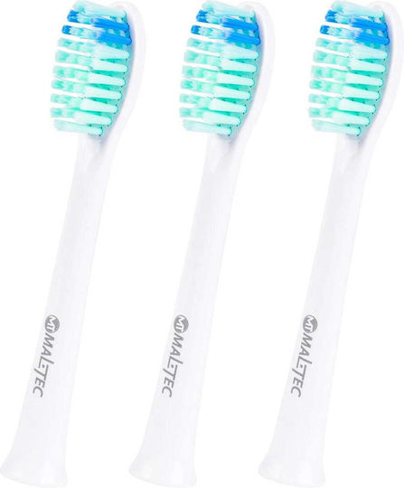 Set 3x Capete Periuță de Dinți Sonic Universale Maltec Peri Densi Ideal pentru Dinți Sensibili Gingii Alb