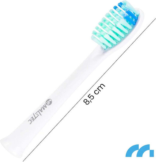 Set 3x Capete Periuță de Dinți Sonic Universale Maltec Peri Densi Ideal pentru Dinți Sensibili Gingii Alb