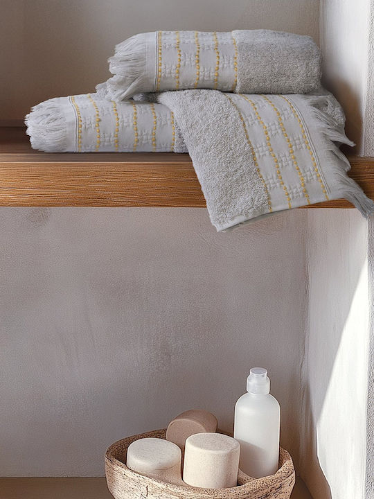 Nef-Nef Homeware 3-tlg. Set Badetücher Quantro Grey Gewicht 500gr/m²