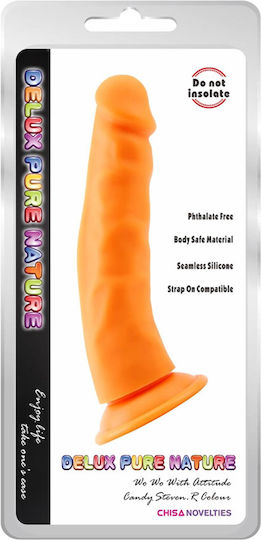 Realistisches Dildo mit Hoden und Saugnapf Orange 22.5cm