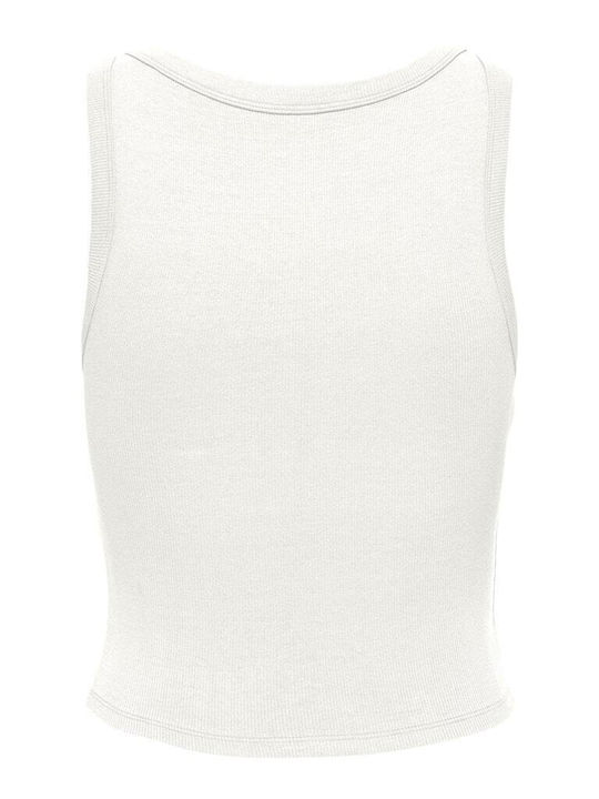 Easy Γυναικείο Crop Top Βαμβακερό Αμάνικο Εκρού