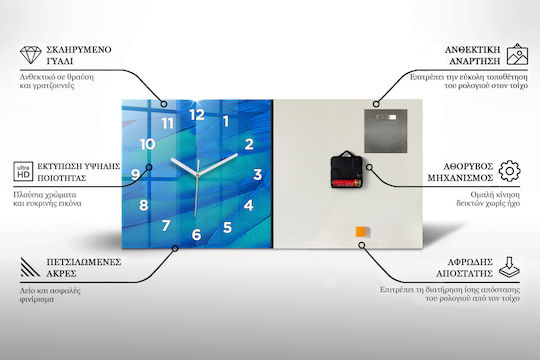 Tulup Silent Wall Clock Glass Multicolour 60x30cm