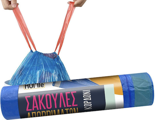 24home.gr Trash Bags with Drawstring 75x54cm 10pcs Blue