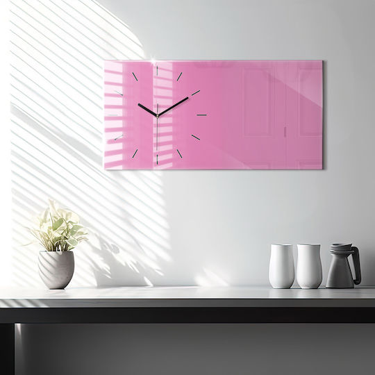 Tulup Αθόρυβο Ρολόι Τοίχου Γυάλινο Ροζ 60x30cm