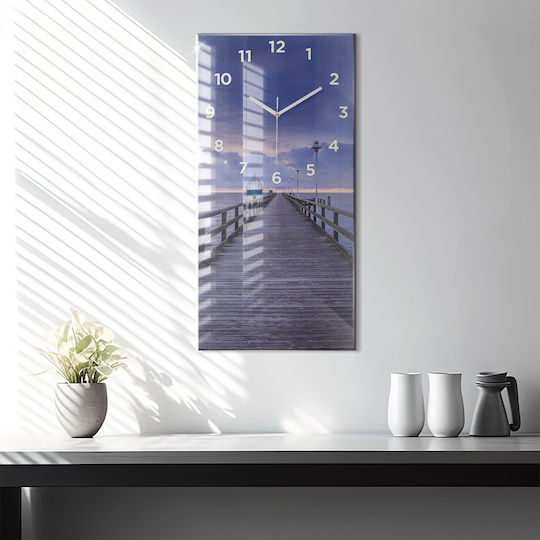 Tulup Leise Wanduhr Glas Lila 30x60cm