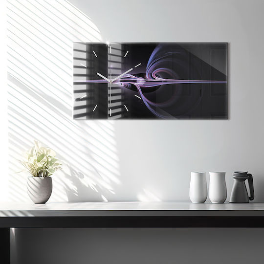 Tulup Αθόρυβο Ρολόι Τοίχου Γυάλινο Μωβ 60x30cm