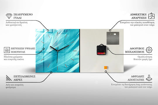 Tulup Αθόρυβο Ρολόι Τοίχου Γυάλινο Πολύχρωμο 60x30cm