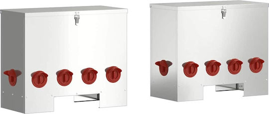 Vidaxl Chicken Feeder 2 Pcs Silver 60.5 X 29 X 51 Cm