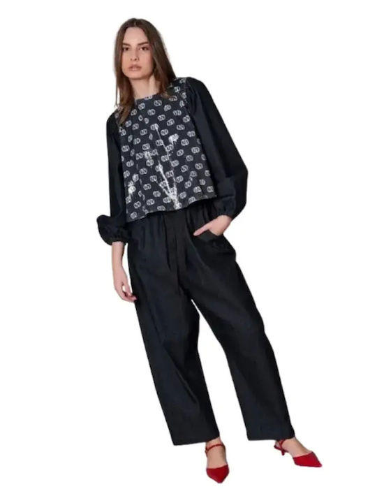Women's Blouse Cotton Black