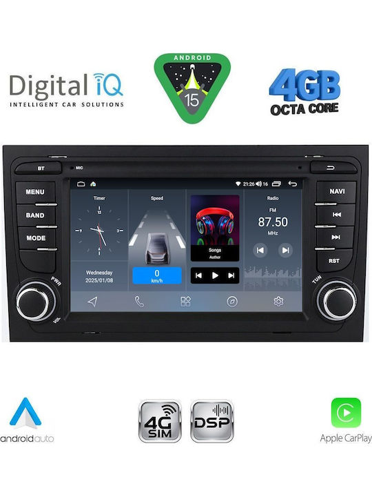 Digital IQ Auto-Audiosystem für Audi A3 2003-2012 (Bluetooth/USB/WiFi/GPS/Apple-Carplay/Android-Auto)