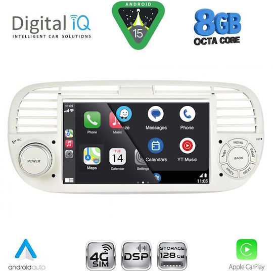 Digital IQ Ηχοσύστημα Αυτοκινήτου για Fiat 500 2007-2015 (Bluetooth/USB/WiFi/GPS/Apple-Carplay/Android-Auto)