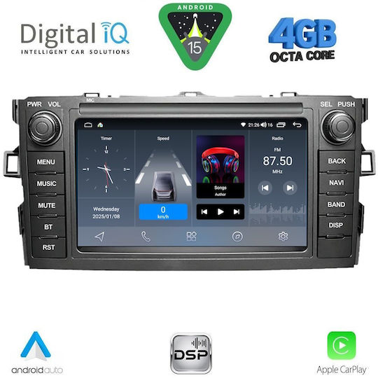 Digital IQ Ηχοσύστημα Αυτοκινήτου για Toyota Auris 2007-2012 (Bluetooth/USB/WiFi/GPS/Apple-Carplay/Android-Auto) με Οθόνη Αφής 7"