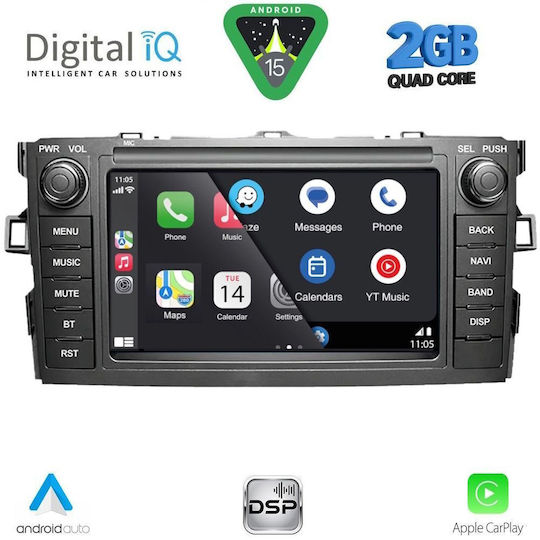 Digital IQ Ηχοσύστημα Αυτοκινήτου για Toyota Auris 2007-2012 (Bluetooth/USB/WiFi/GPS/Apple-Carplay/Android-Auto) με Οθόνη Αφής 7"