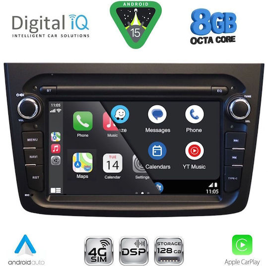Digital IQ Car Audio System for Alfa Romeo Mito 2008-2018 (Bluetooth/USB/WiFi/GPS/Apple-Carplay/Android-Auto)