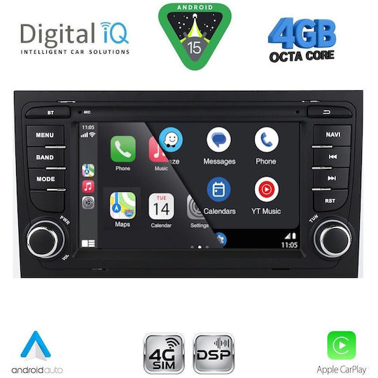 Digital IQ Ηχοσύστημα Αυτοκινήτου για Audi A4 2002-2008 (Bluetooth/USB/WiFi/GPS/Apple-Carplay/Android-Auto)