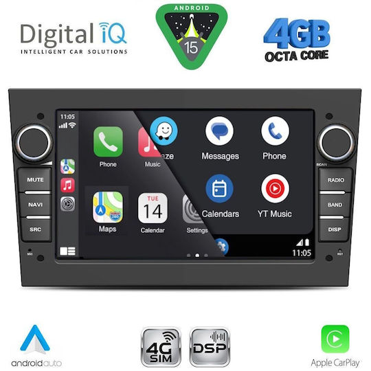 Digital IQ Car Audio System for Opel Antara 2004-2014 Bluetooth USB Wi-Fi GPS Apple CarPlay Android Auto with 7 Inch Touch Screen