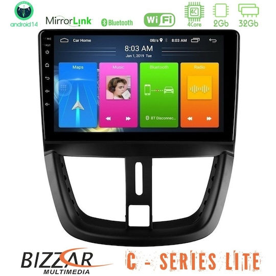 Bizzar Auto-Audiosystem für Peugeot 207 2006-2012 (Bluetooth/USB/AUX/WiFi/GPS/Apple-Carplay/Android-Auto) mit Touchscreen 9"