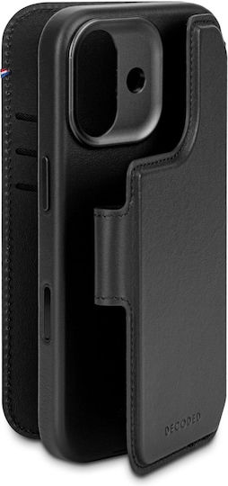 Decoded Detachable Портмоне Кожа / Закалено стъкло / Пластмаса 1.2мм Черен (iPhone 17)