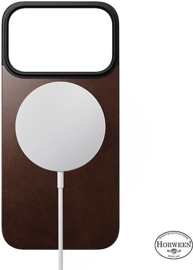 Nomad Magnetic Leather Back Skin for iPhone 17 Pro Horween Rustic Brown