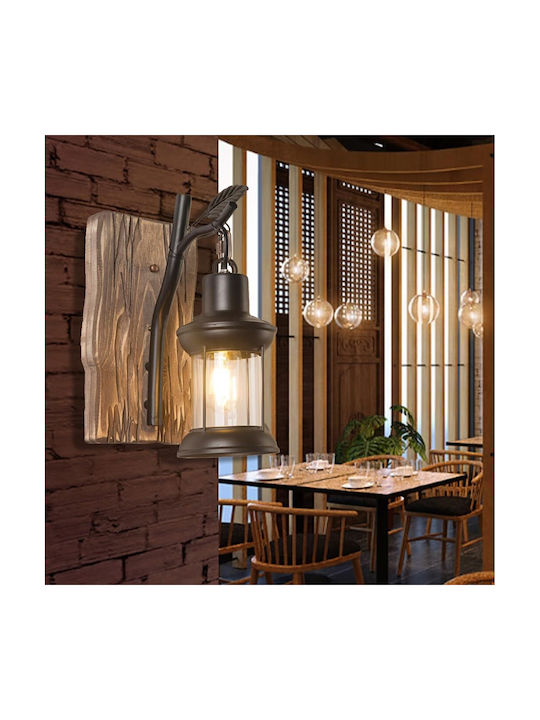 VenCore Vintage Lamp Wall with Socket E27 Brown 20x30cm
