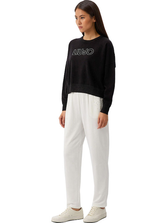 Maglia Chiusa Damen Langarm Pullover Schwarz