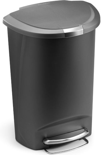 Simplehuman Πλαστικός Κάδος Απορριμμάτων με Πεντάλ 50lt Γκρι
