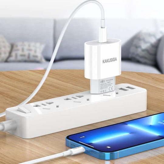 Kakusiga Φορτιστής Χωρίς Καλώδιο με Θύρα USB-C 20W Λευκός (KSC-1223)