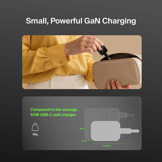 Belkin Charger Without Cable GaN with 2 USB-C Ports 50W Power Delivery Blacks (BoostCharge Pro)