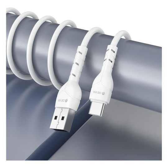 Devia Charger with 2 USB-A Ports and Cable USB-C 12W Whites (RLC-342)