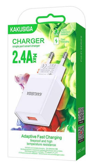 Kakusiga Charger Without Cable with USB-A Port Whites (KSC-930)