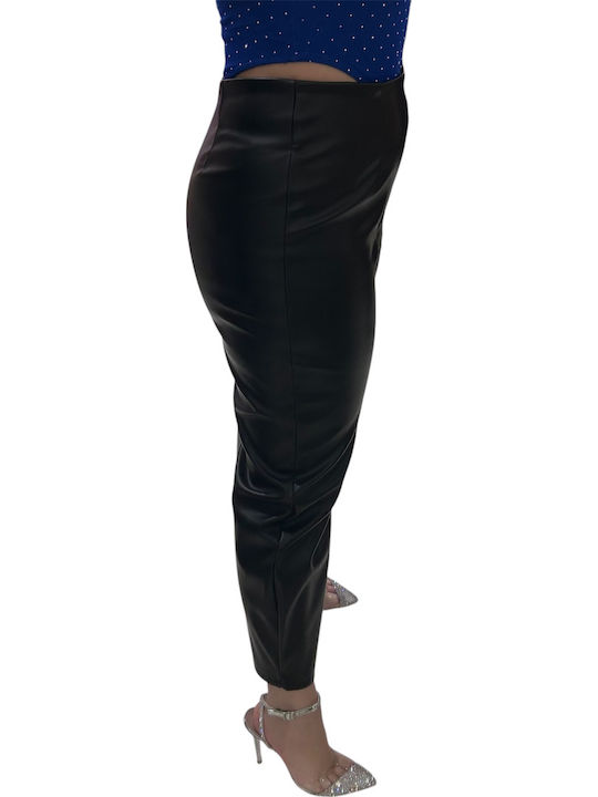 Women's High-waisted Fabric Trousers Black