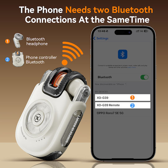 XO G39 Ohrstöpsel Bluetooth-Freisprecheinrichtung Kopfhörer mit Ladeetui Beige