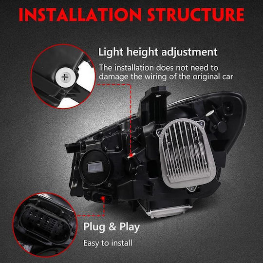 Set Front Lights Mercedes-Benz Cla W117 13-19 Look Facelift Black Full Led Drl 2 Pieces 0033359